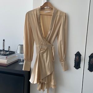 Zimmermann wrap silk dress gold 0